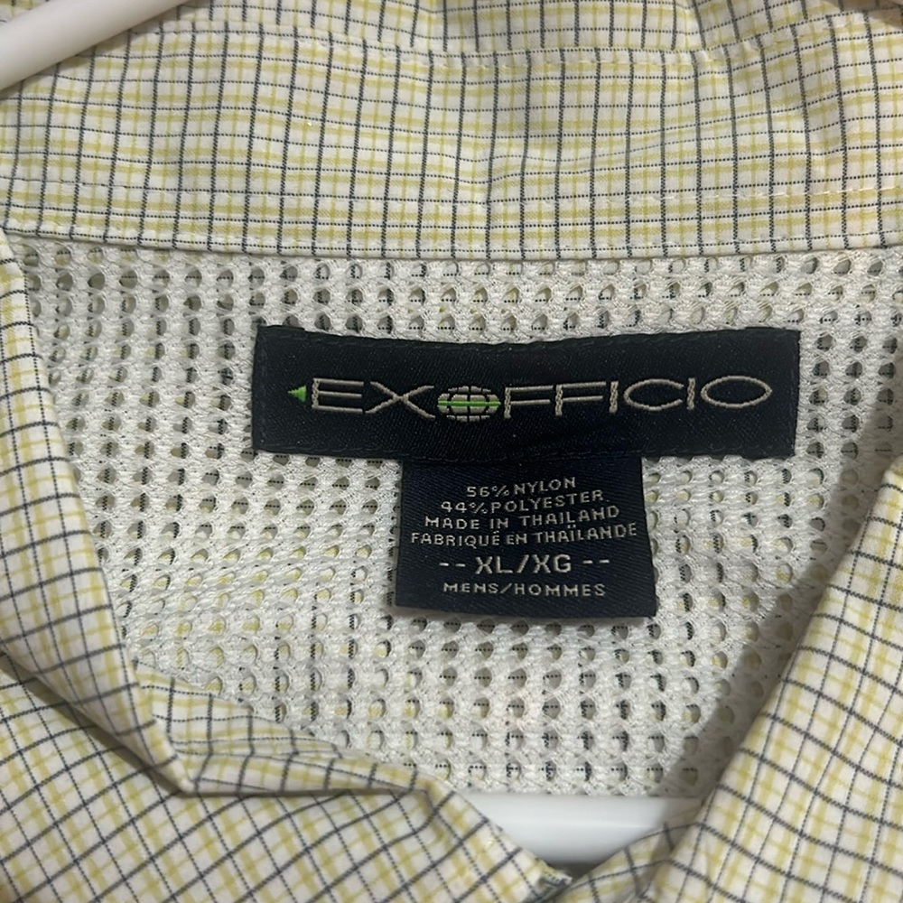 E oficio XL long sleeve, men’s button up shirt, yellow, white and gray